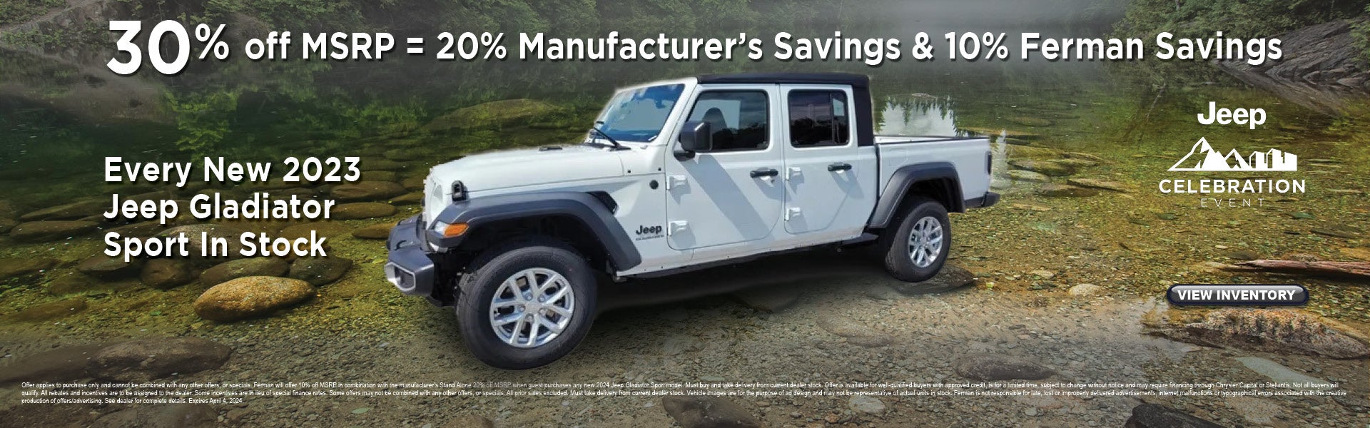 30% off MSRP on All New 2023 Jeep Gladiator Sports